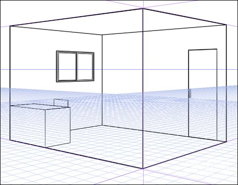软件教程 优动漫 paint宝典7 绘制透视图 在描画2点透视时,被垂直辅助