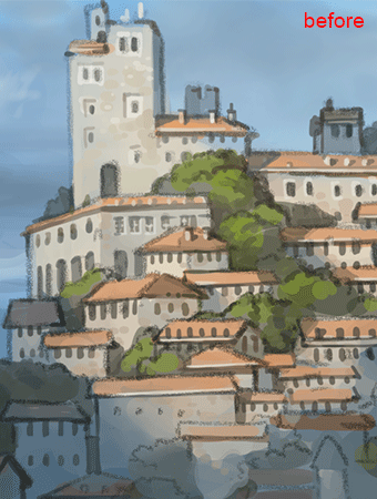 吉田诚治插画教学(3.上色_从远景到近景:1)