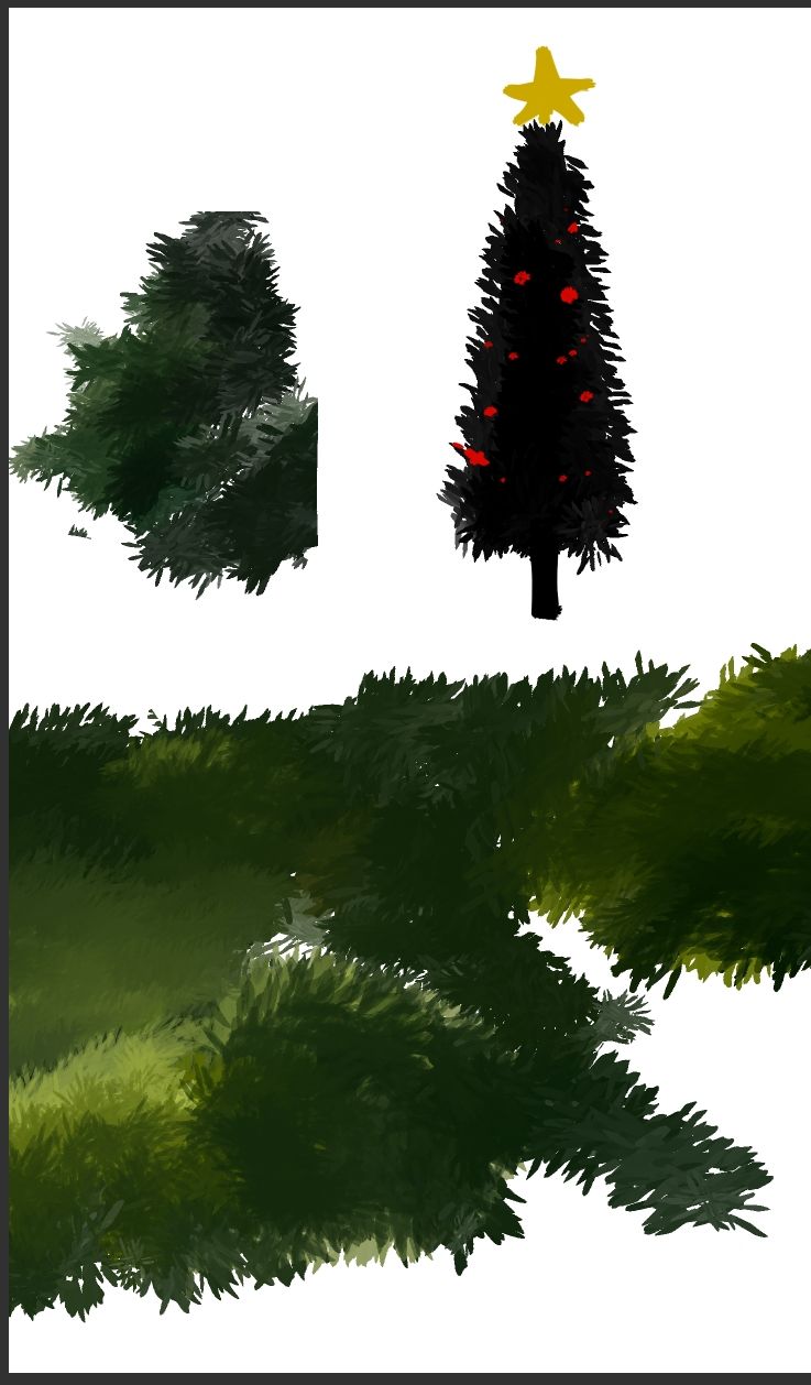 可用来画草丛和两笔画一个圣诞树的笔刷.