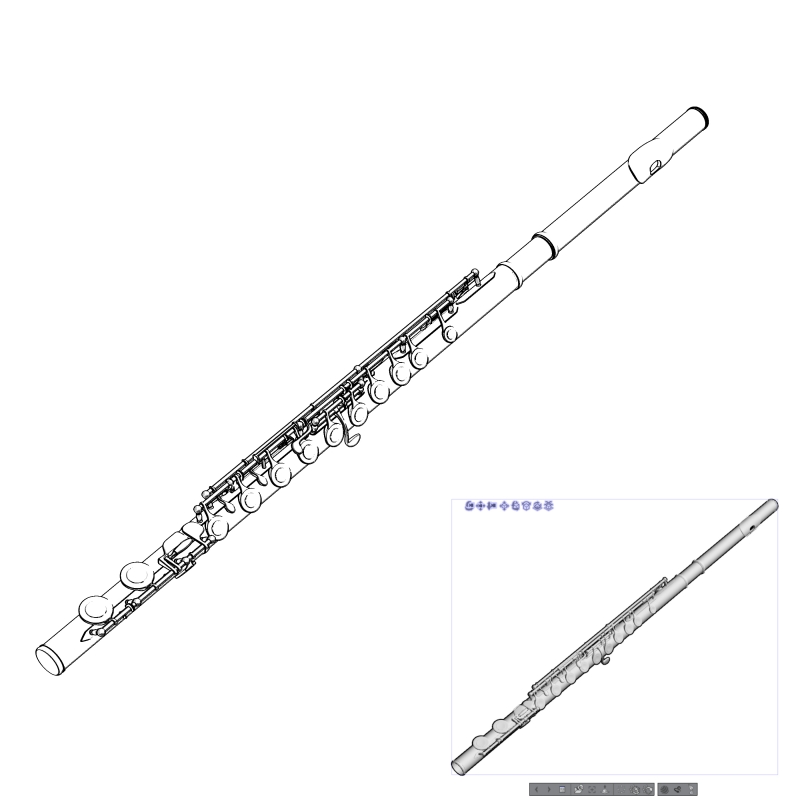 3d模型 长笛 演奏 乐器 - 优动漫 动漫创作支援平台