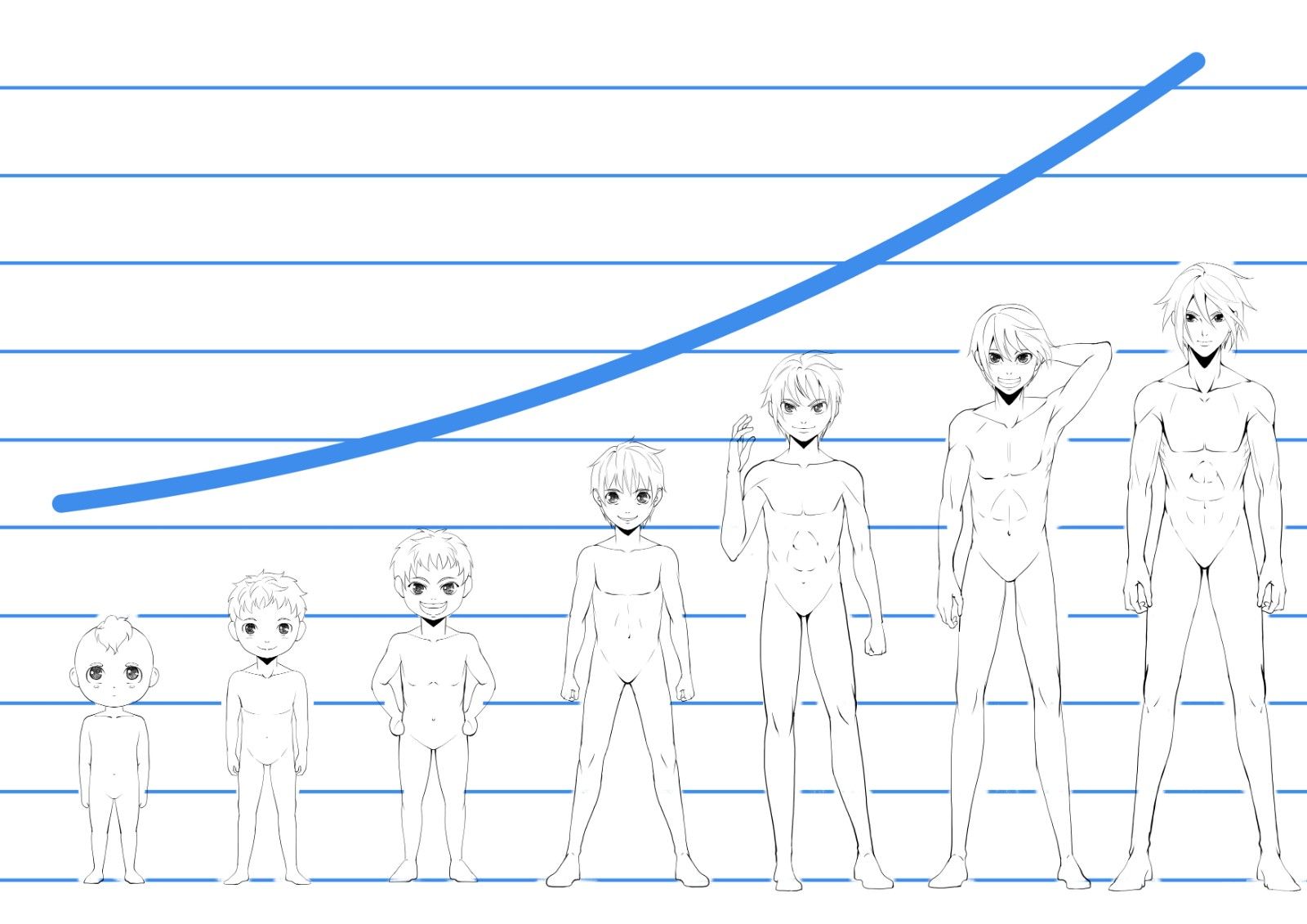 少年人体比例标准图图片