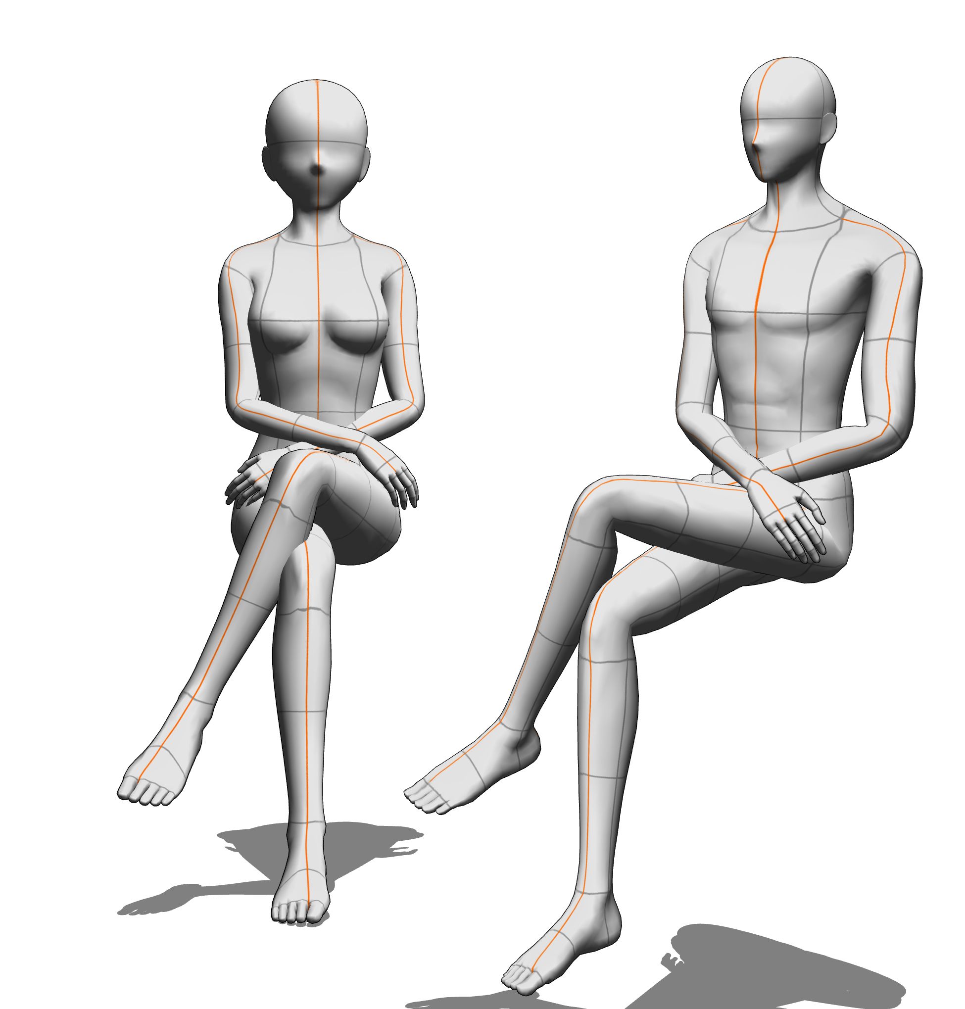 动漫二郎腿坐姿画法图片