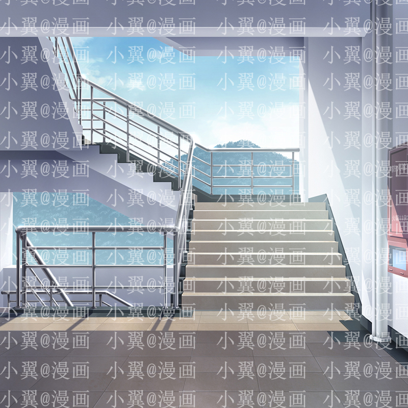 学校场景教学楼楼梯间三个版本