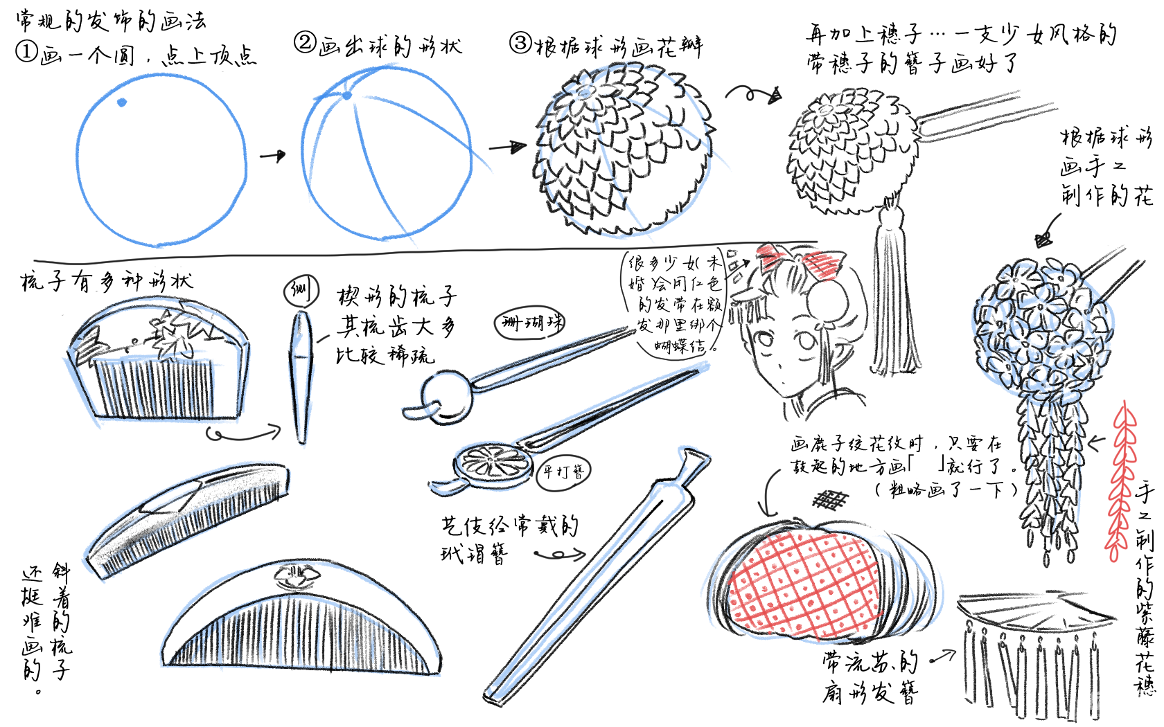 日式盘发教程图片