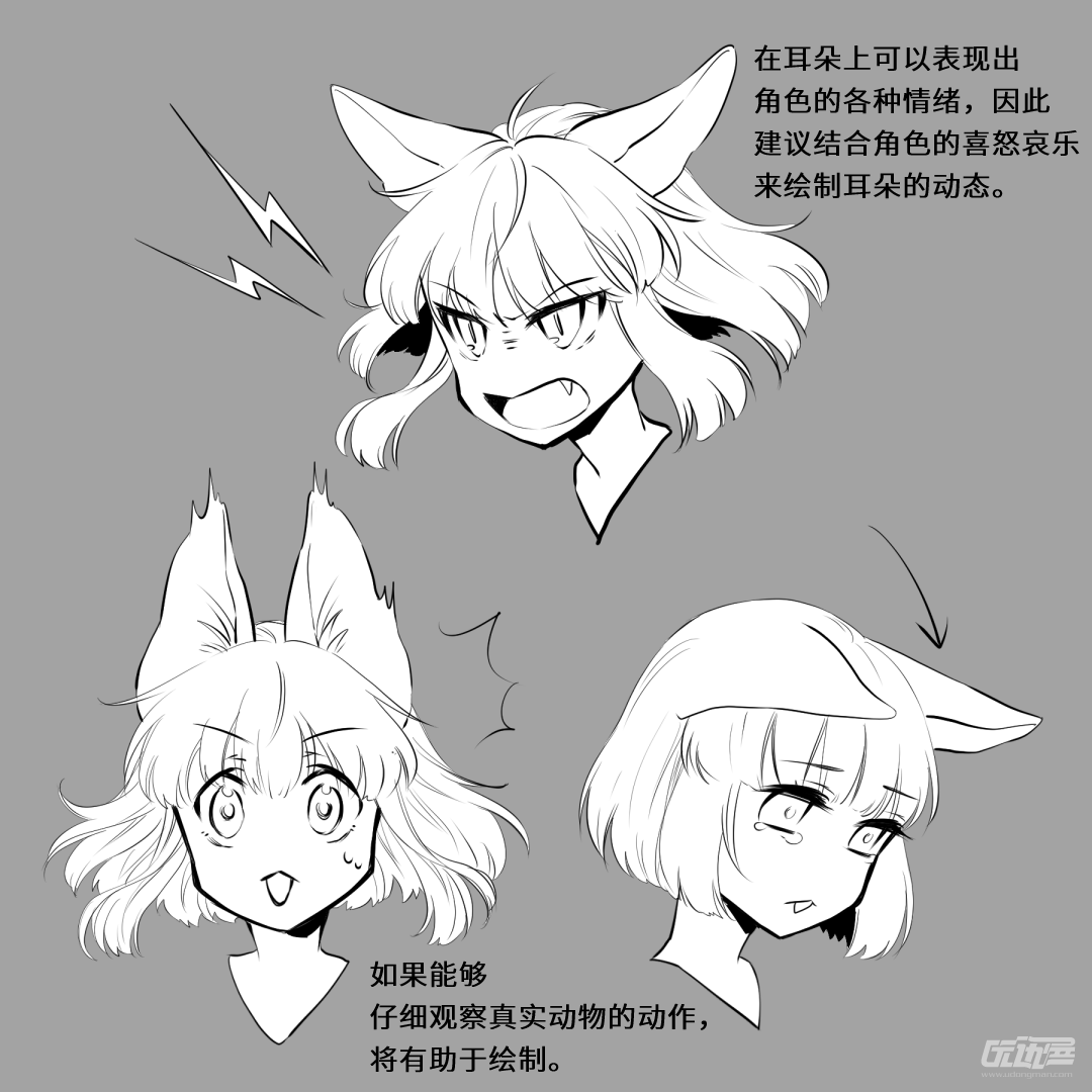 猫耳的画法 by:タジマイ 