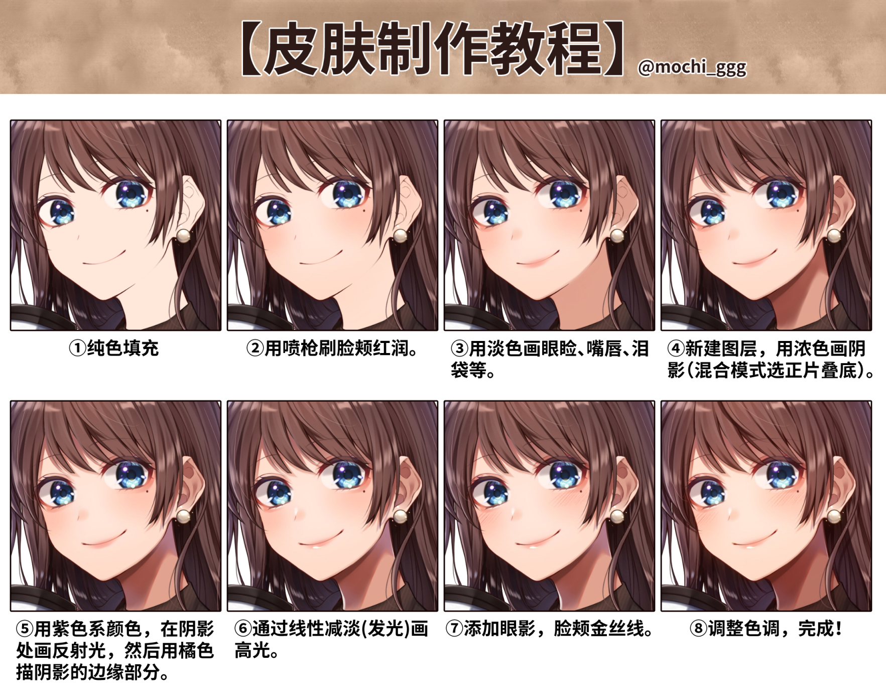 人物头发眼睛皮肤上色笔记by饼米