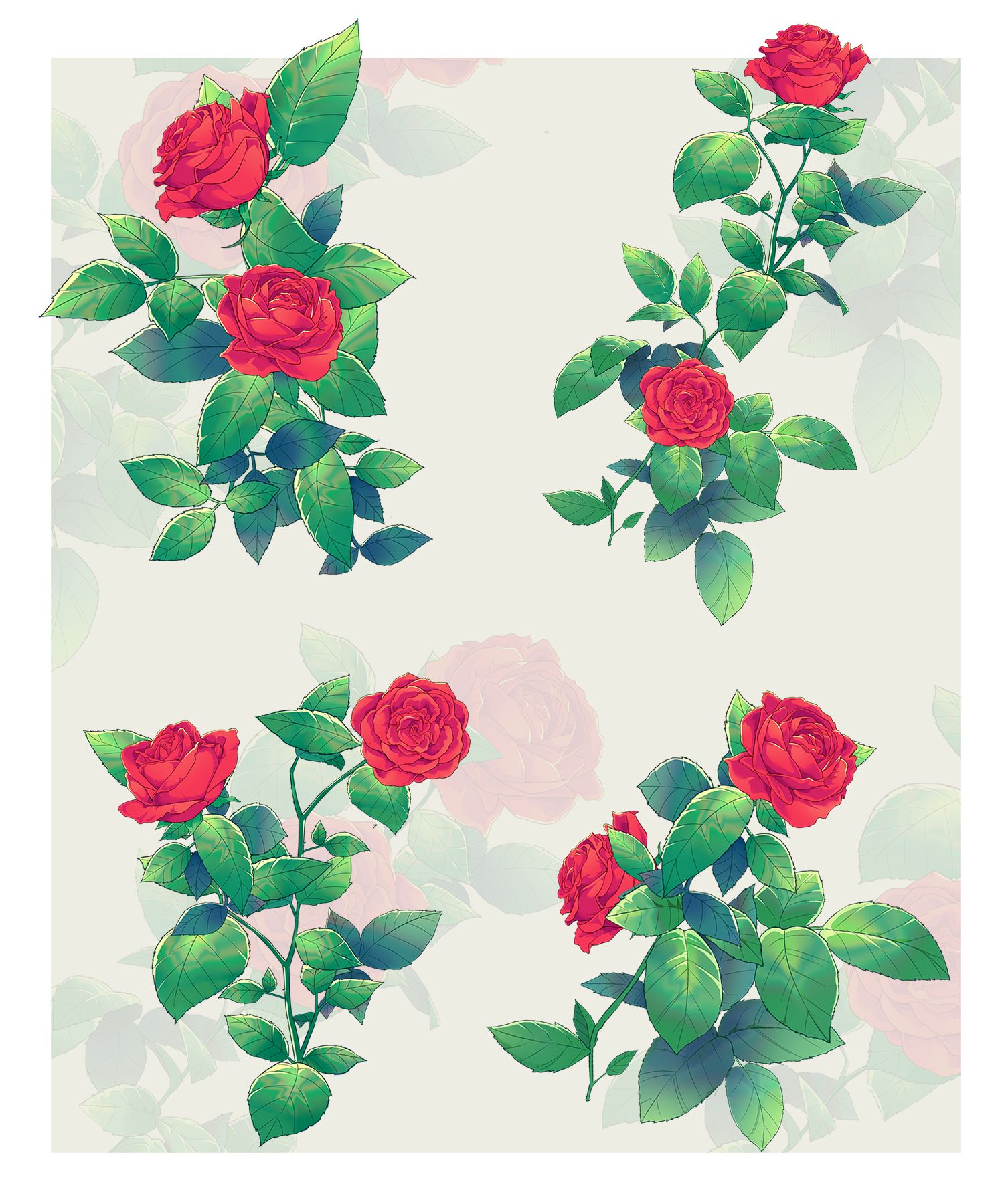 植物手绘玫瑰花插画图片素材免费下载 - 觅知网