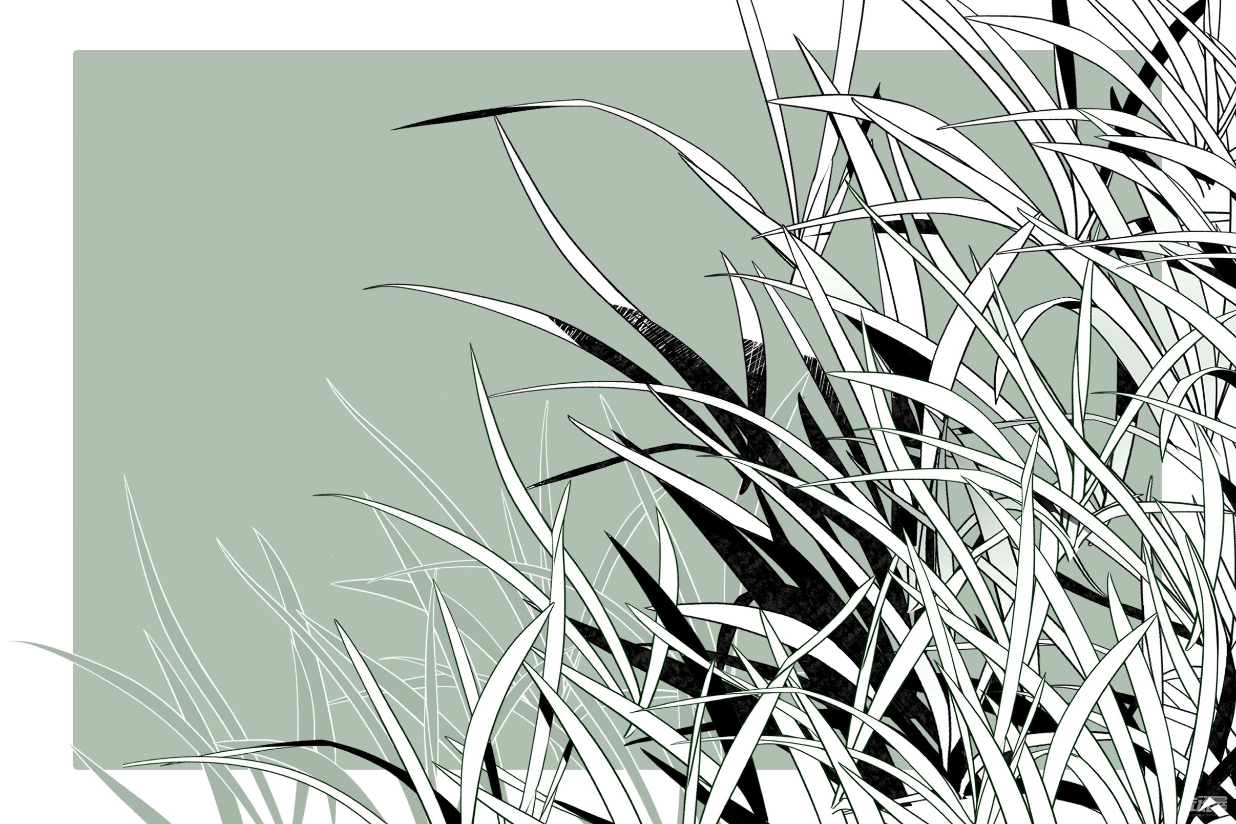 绿色水彩手绘草丛图片素材免费下载 - 觅知网