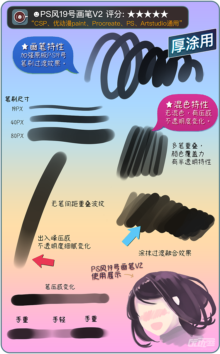 PS风19号画笔集 - 优动漫-动漫创作支援平台 | 优动漫PAINT绘画软件