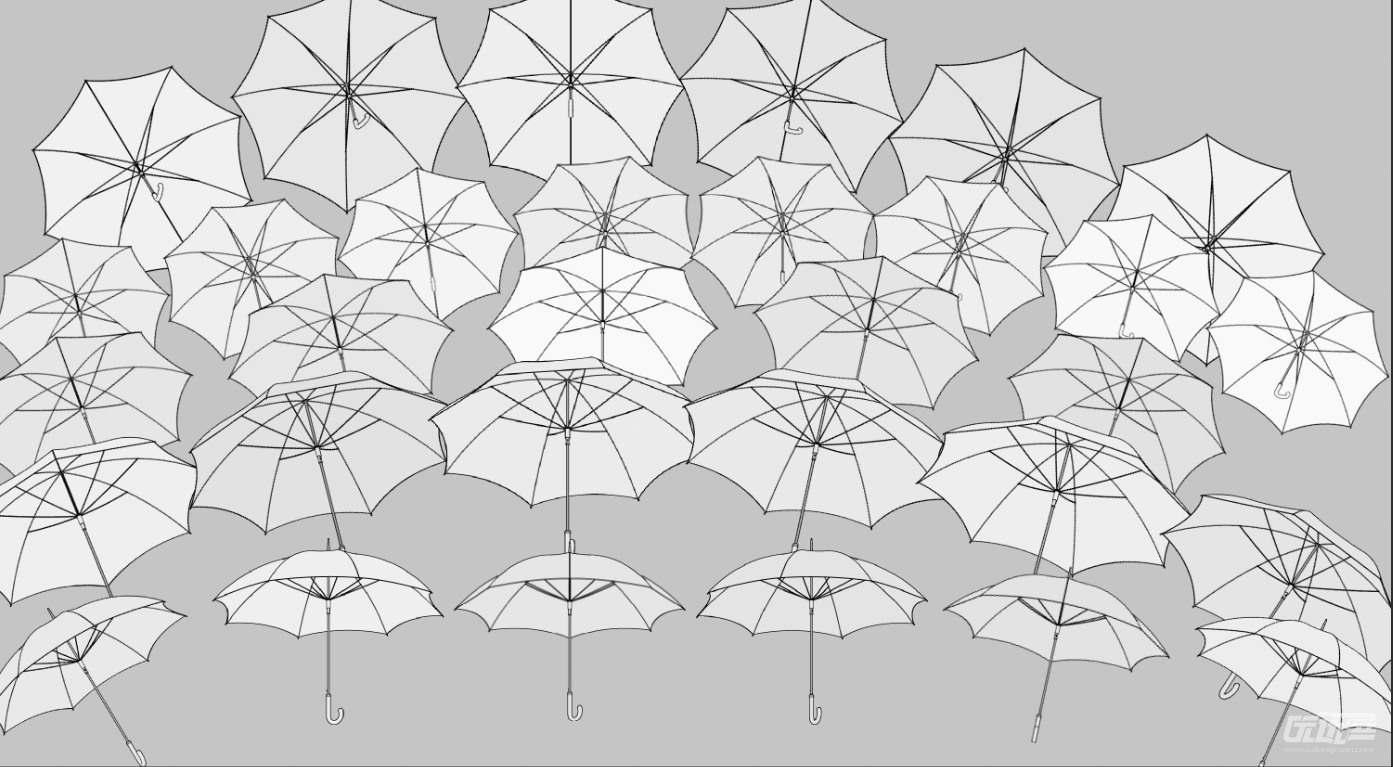 变色漫画雨伞线稿笔刷