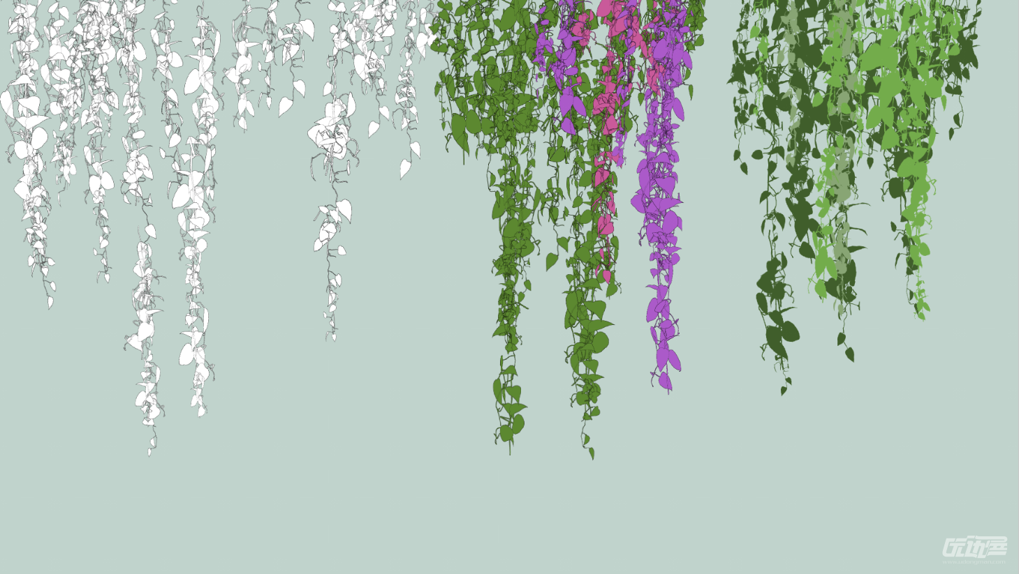 漫画插画藤叶藤蔓可变色笔刷