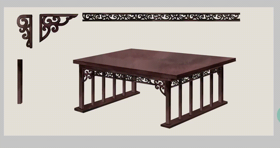 古风木制桌子横花纹棍子