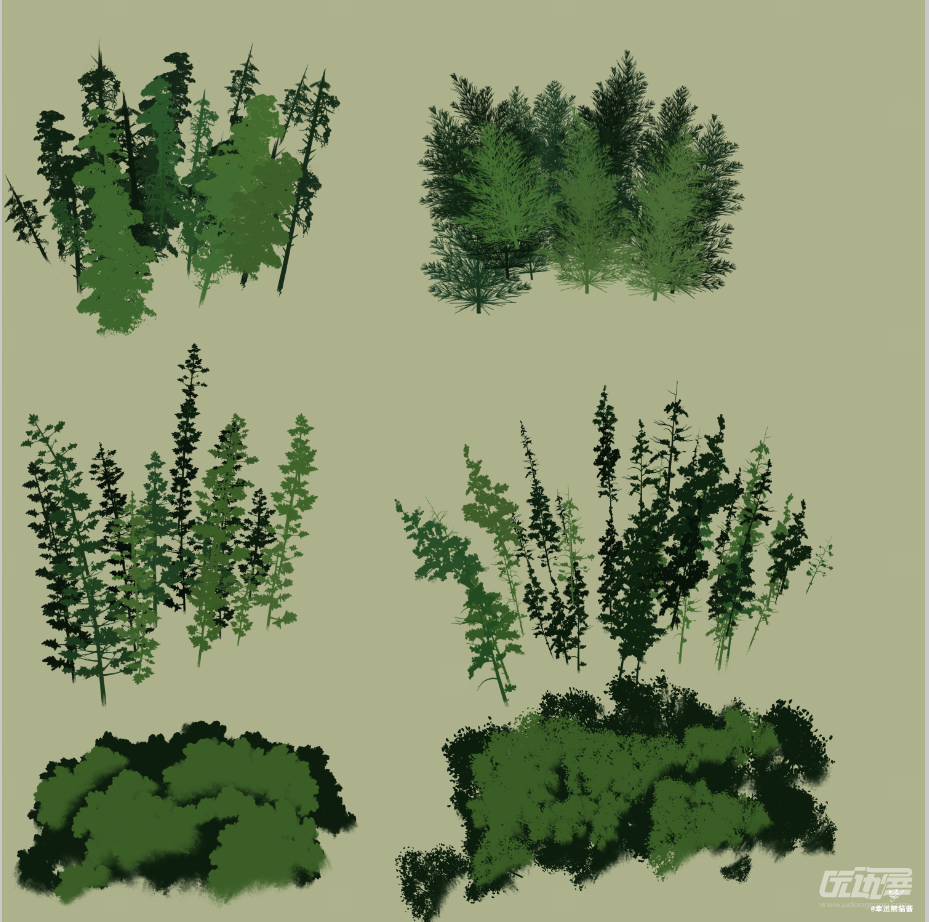 原画厚涂树林笔刷