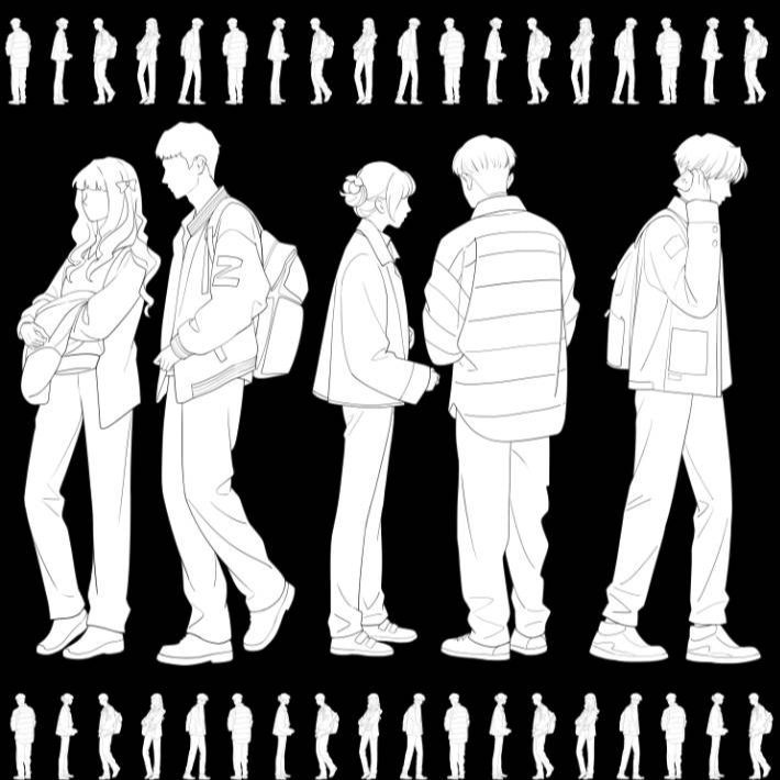 cy大学生人群线稿 - 优动漫-动漫创作支援平台 | 优动漫paint绘画软件