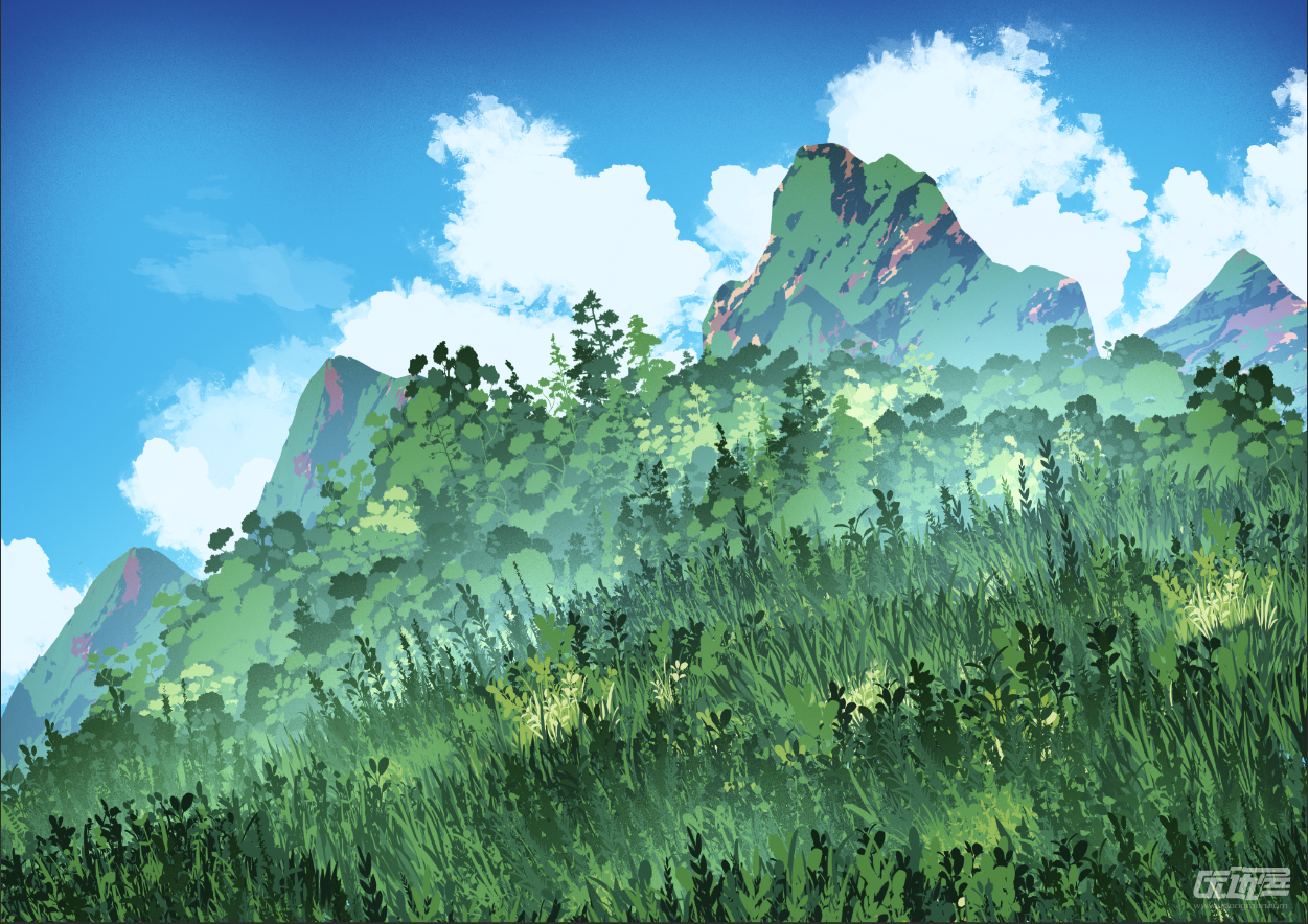 一笔即成的懒人植被背景笔刷,轻松完成远景近景背景,漫画场景偷懒神器
