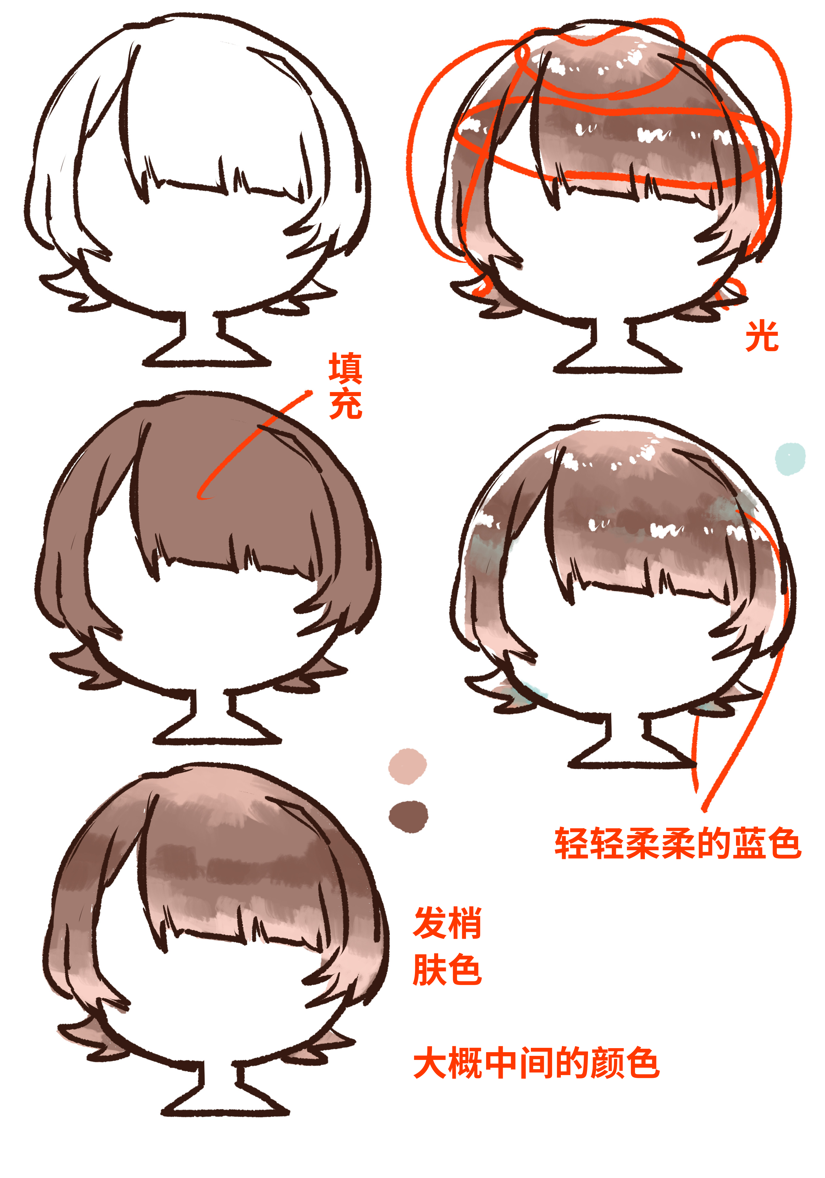 头发皮肤上色过程by茜